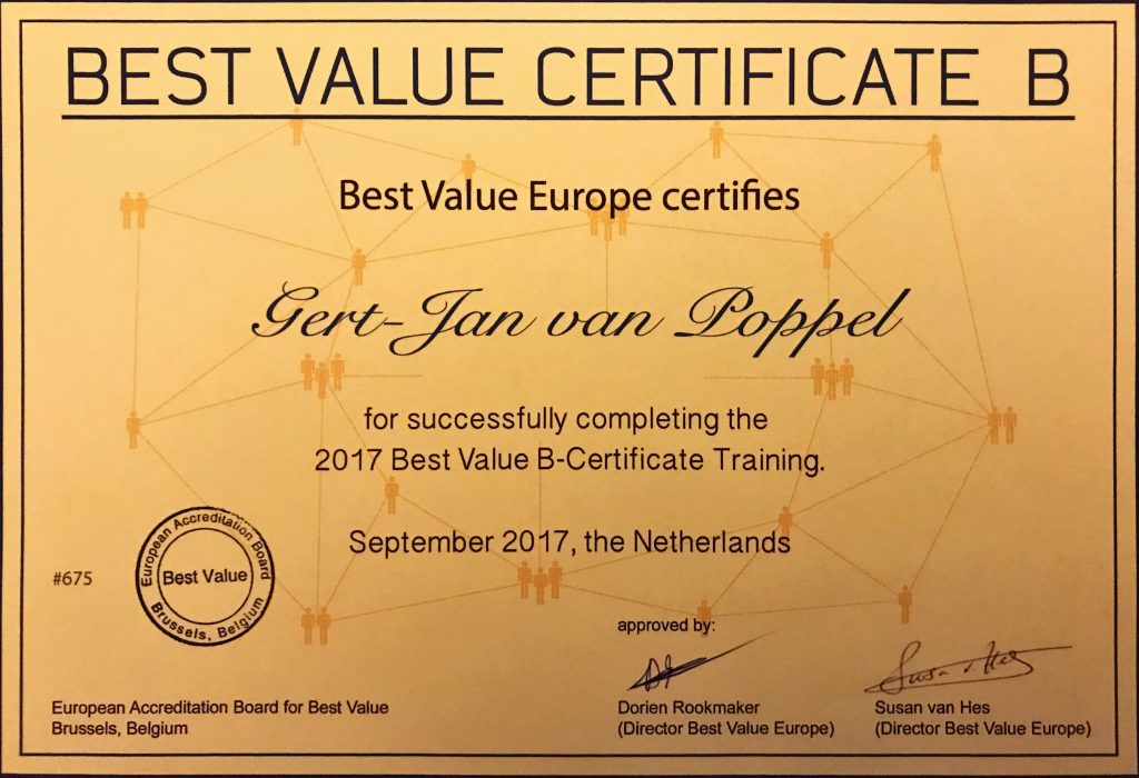 Actueel - Gert-Jan behaalt Best Value B-certificaat - Faam