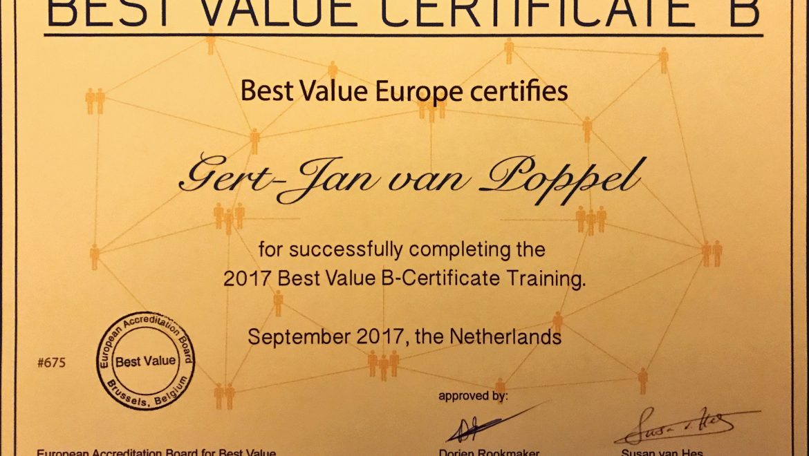 Actueel - Gert-Jan behaalt Best Value B-certificaat - Faam